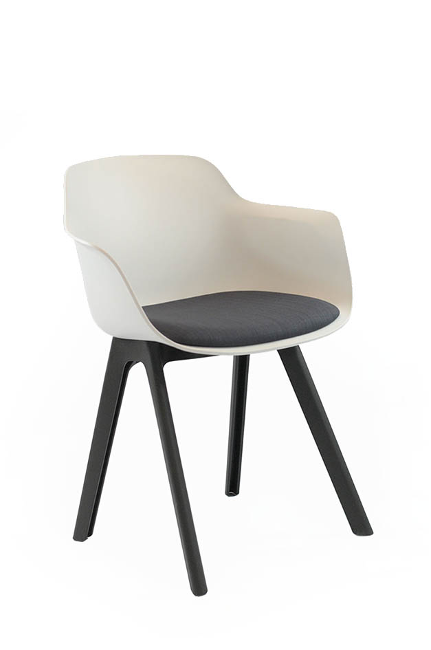 Loria Chalk Shell Chair with Black 4-legged Frame