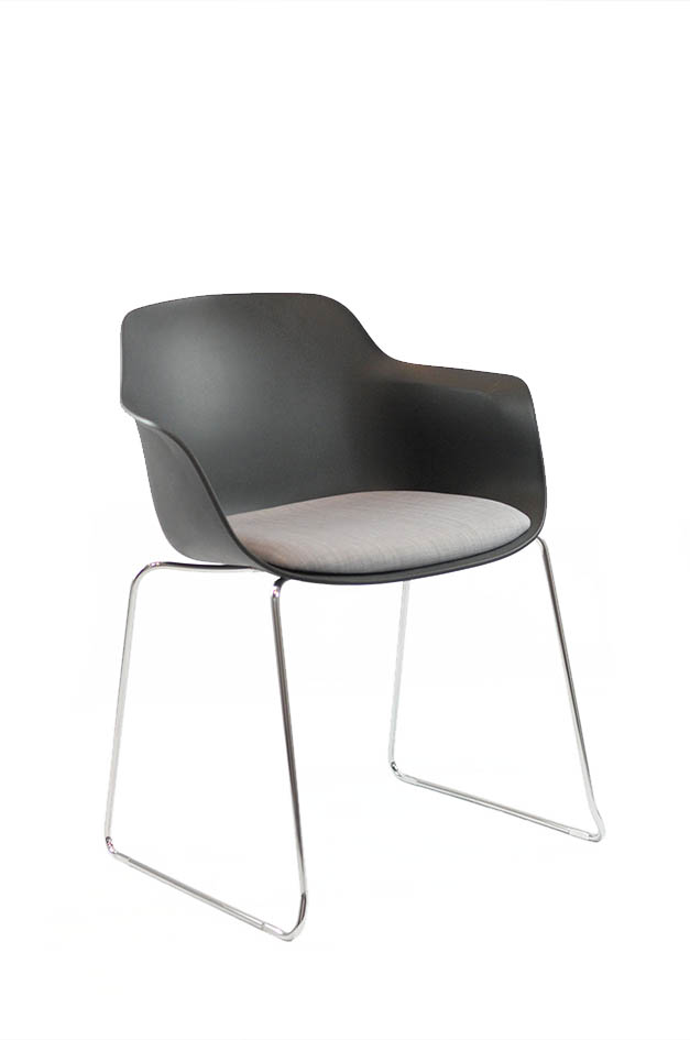 Loria Charcoal Shell Chair with a Chrome Sleigh-base